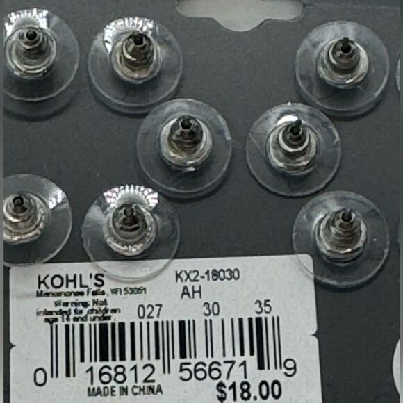 KOHL'S Occasion 5 Pairs Multi Color Cubic Zirconia Post Earrings - Picture 3 of 6